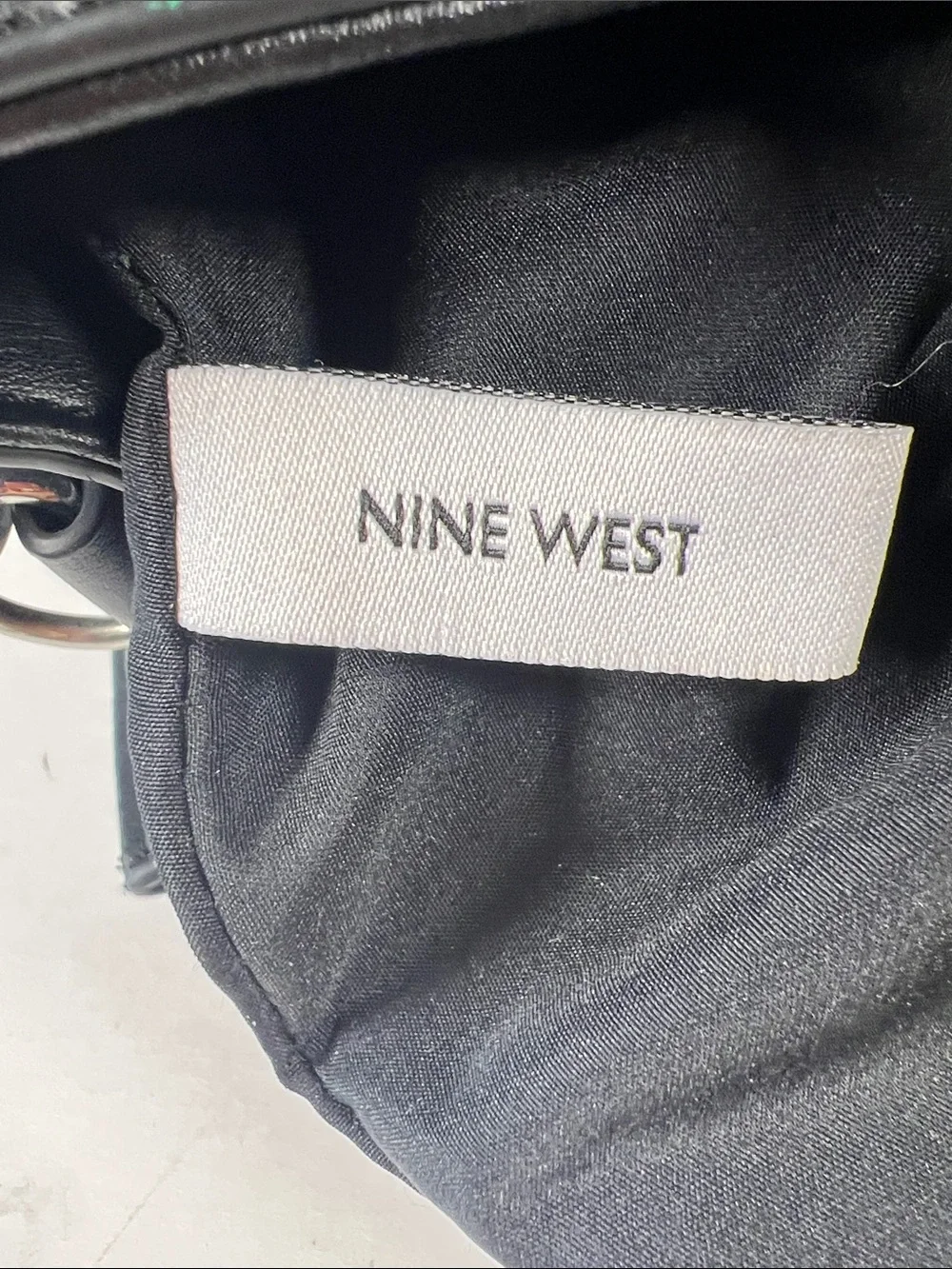 Nine West Black Embossed Satchel with Detachable Strap